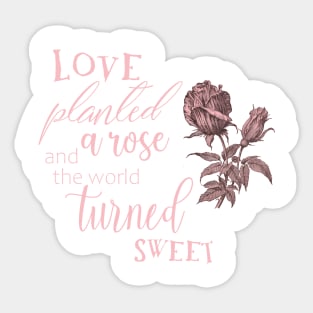 Rose Flower Vintage Illustration with Quote Sticker